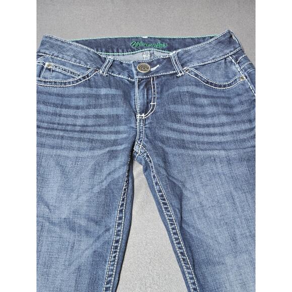 Wrangler Jeans Womens 5x32 Blue Boot Cut Western Cowgirl Rancher Rodeo Bedazzled - Picture 4 of 13